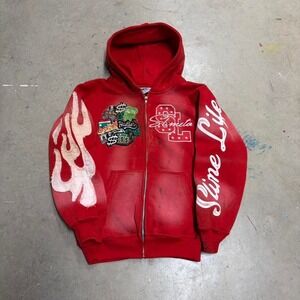 2000s slimento streetwear flame hoodie